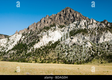 Vue de la Montagne Blanche dans le bassin de la lumière du soleil dans le Wyoming Banque D'Images