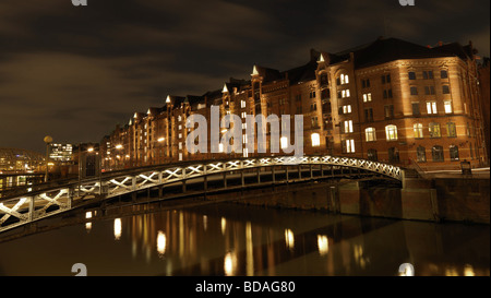 Le quartier commerçant historique 'Speicherstadt' de Hambourg, Allemagne du nord le 11 février 2009. Banque D'Images