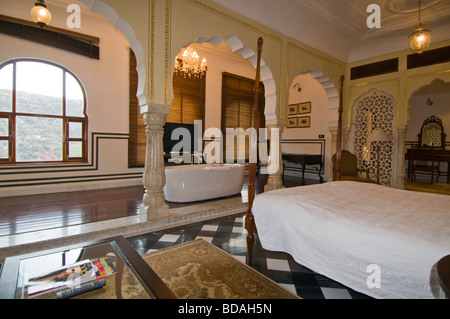 Samode Palace Hotel, Samode, Maharajah's suite, près de Jaipur, Inde Banque D'Images