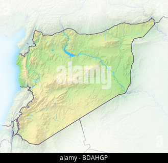 Carte politique, la Syrie. Banque D'Images