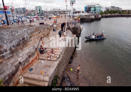 Plymouth Mayflower steps au Barbican Devon, Angleterre Banque D'Images