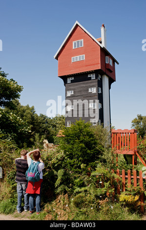 'La maison dans les nuages" un château d'eau désaffecté maintenant une maison de vacances, Aldeburgh, Suffolk, UK. Banque D'Images