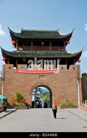 Porte ouest ancienne ville de Fenghuang Chine Hunan Banque D'Images