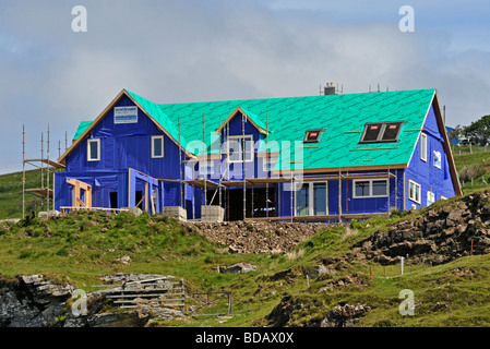 Maison en bois en construction. Elgol, Strathaird, île de Skye, Hébrides intérieures, Ecosse, Royaume-Uni, Europe. Banque D'Images