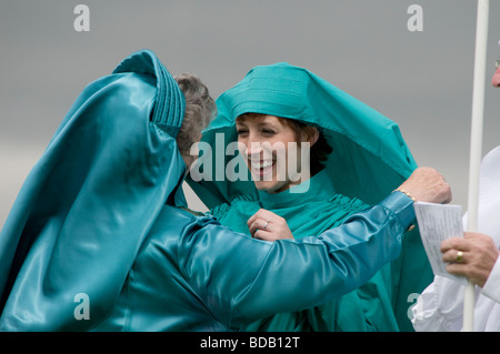 Connie Fisher le chanteur est intronisée dans le Gorsedd gallois de bardes à la National Eisteddfod de galles Bala Août 2009 Banque D'Images