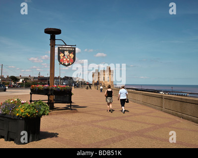 Le panneau de la commune sur la Promenade à Withernsea East Yorkshire UK Banque D'Images