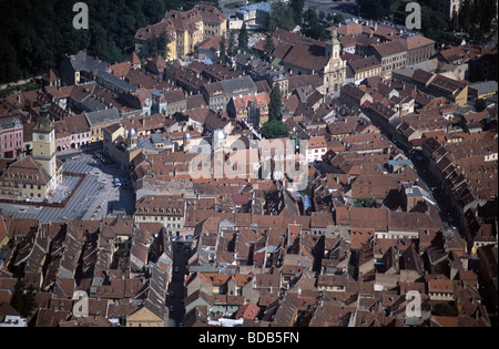 Vue aérienne sur la ville de Brasov, en Transylvanie, Roumanie Banque D'Images