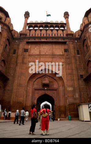 Lahore Gate du Fort Rouge, Delhi. L'Inde. Banque D'Images