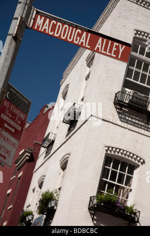 MacDougal Alley Signpost, Greenwich Village, NEW YORK Banque D'Images