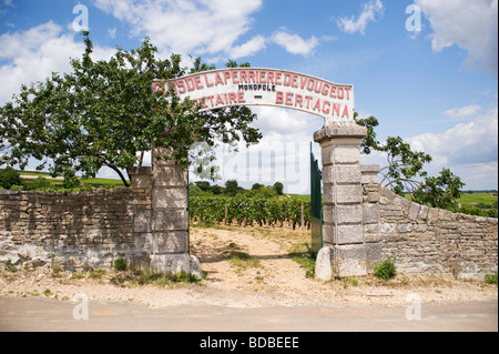 Clos de la Perrière de vougeot Domaine Bertagna Monopole premier cru vigne porte d'entrée Banque D'Images