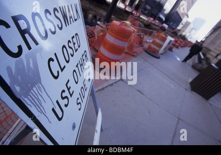 La reconstruction de la rue, Euclid Ave. @ E 9e Rue, le centre-ville de Cleveland Banque D'Images