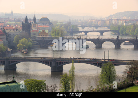 Prag Brücken von oben vue aérienne 10 ponts de Prague Banque D'Images