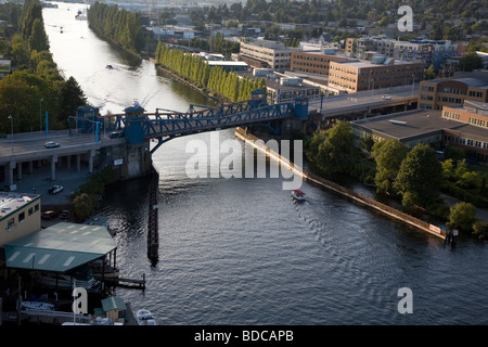 Le lac Washington Seattle Washington Ship Canal Le canal relie le lac Washington pour la Puget Sound Banque D'Images