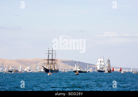 Au cours de l'approche de bateaux 2009 Hobart Australie Tasmanie Australie Festival de bateaux en bois Banque D'Images