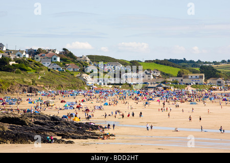 Plage de Polzeath, Cornwall, England, UK Banque D'Images