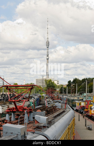 Vue de haut sur les pièces de musée du chemin de fer de Moscou Banque D'Images