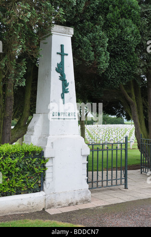 Le cimetière militaire français à Dompierre-becquincourt sur la Somme Banque D'Images