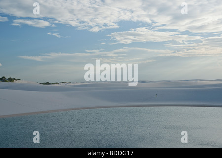 Vue sur les dunes et les lagons de la Lençois Maranhenses au Brésil Banque D'Images