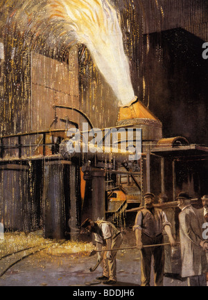 L'usine d'acier en Allemagne vers 1870 en utilisant le système de production Bessemer sous licence de la société de Sir Henry Bessemer Banque D'Images