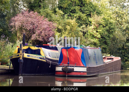 Historique traditionnel amarré à narrowboats Cropredy sur le sud du canal d'Oxford © Doug Blane Banque D'Images