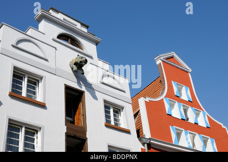 Giebelhäuser à Wismar Mecklenburg Vorpommern Deutschland maisons à pignon de Wismar Allemagne Mecklembourg-Poméranie-Occidentale Banque D'Images