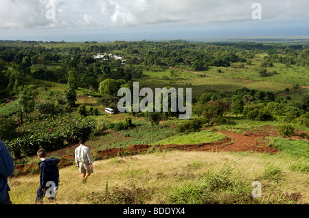 Randonnées dans la campagne sur l'île Santa Cruz, Galapagos, Equateur, Amérique du Sud Banque D'Images