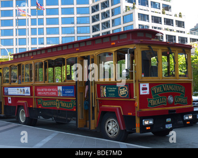 La reproduction trolleybus de la ville de Vancouver en Colombie-Britannique, Canada Banque D'Images