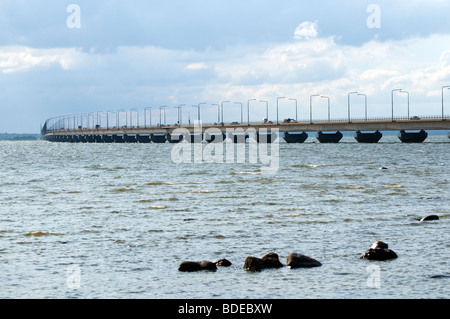 Le pont entre Öland et le continent. Banque D'Images