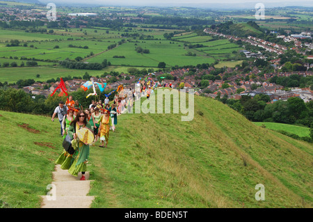 Conférence annuelle 2009 de l'Angleterre Somerset Glastonbury Déesse remontant le Tor Banque D'Images