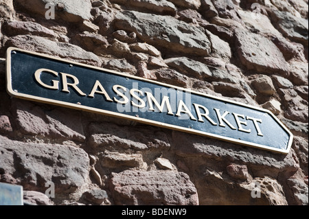 Plaque de rue pour le Grassmarket Édimbourg en Écosse Banque D'Images