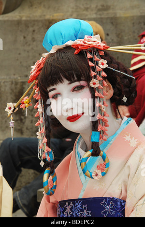 Geisha femme chez Elf Fantasy Fair Haarzuilens Pays-Bas Banque D'Images