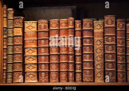 Des livres anciens en Prunksaal, Bibliothèque nationale d'Autriche, Vienne, Autriche Banque D'Images