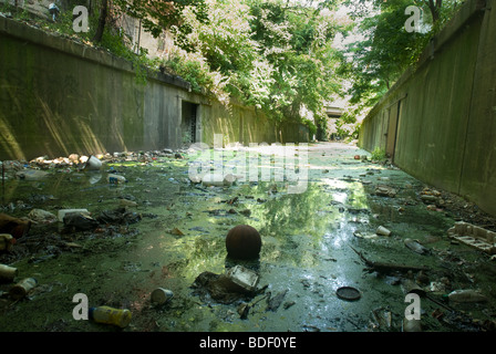 La voie ferrée abandonnée connu sous le nom de "Bronx Swamp' est vu dans la Mott Haven quartier du Bronx à New York Banque D'Images