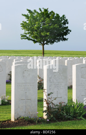 Tombes britanniques massés à Ovillers cimetière sur la Somme, France Banque D'Images