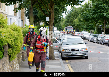 Enquête sur l'incendie déversement chimique à Ealing, W5, Londres, Royaume-Uni Banque D'Images