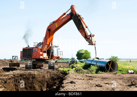 Tuyau d'eau mis à la Louis & Clark Système régional de distribution d'eau la construction du pipe-line site dans le Dakota du Sud Banque D'Images