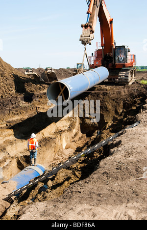 Tuyau d'eau mis à la Louis & Clark Système régional de distribution d'eau la construction du pipe-line site dans le Dakota du Sud Banque D'Images