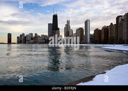 L'hiver au centre-ville de Chicago, IL, Côte d'or. Banque D'Images