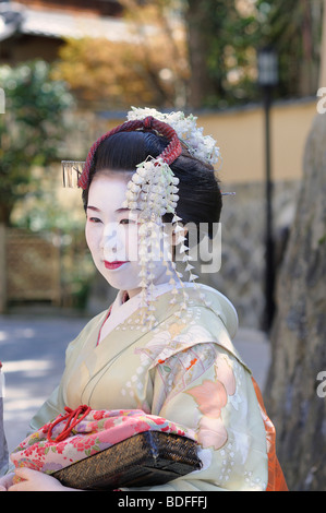 Maiko, geisha dans la formation, dans le quartier de Gion, Kyoto, Japon, Asie Banque D'Images