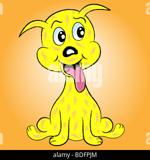 Chien chiot mignon personnage avec la langue qui sort Banque D'Images