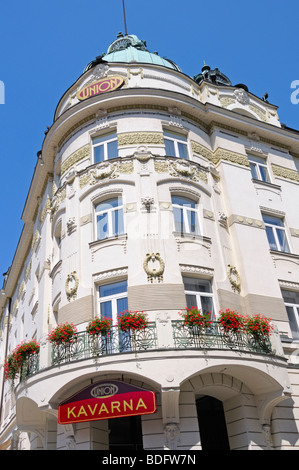 Ljubljana, Slovénie. Grand Hotel Union. Signe pour Kavarna (CAFE) Banque D'Images