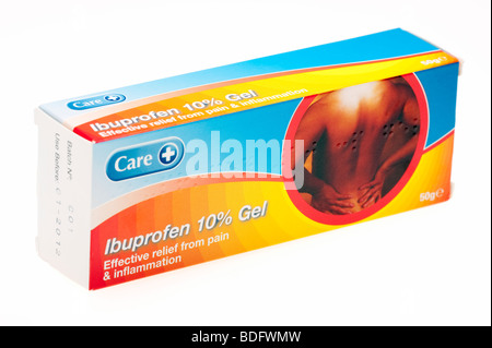 50g tube en boîte d'ibuprofène 10 %gel Banque D'Images