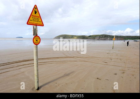 Avertissement sur Brean Plage, Près de Burnham-on-Sea, Somerset Banque D'Images