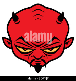 Devil dude. Cartoon illustration d'un diable avec des cornes de caractères moyenne, moustache et barbiche. Banque D'Images