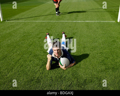 Essayez de marquer un joueur de Rugby Banque D'Images