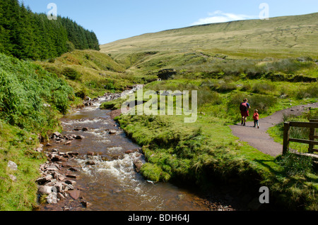 Le début de la marche jusqu'Pen Y Fan, la plus haute montagne dans le sud de la Grande-Bretagne, Brecon Beacons, Pays de Galles Banque D'Images