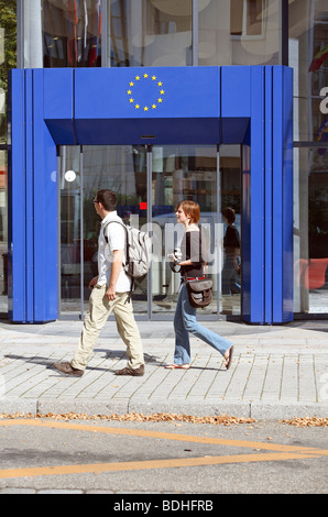 Entrée du bâtiment du Parlement européen, Strasbourg, France Banque D'Images