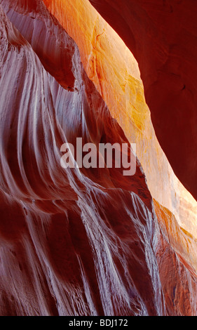 Un slot canyon en lumière rougeoyante Banque D'Images