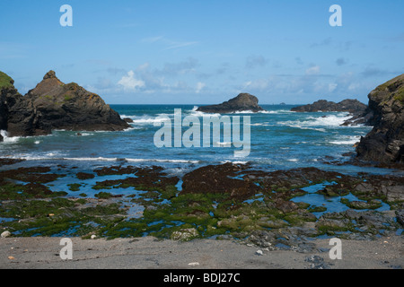 Plage à marée basse à Mear Porth, près de Cornwall, Cothan Porth Banque D'Images