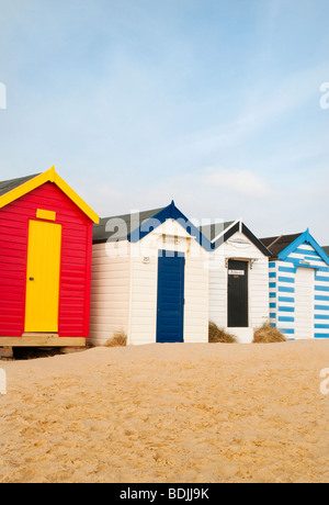 Cabines de plage de Southwold, Suffolk, UK Banque D'Images